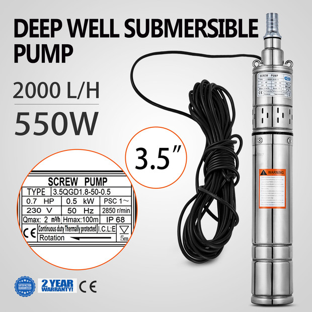 80//90//70m 1//1.2//2.1m³//h Steel Submersible Deep Well Water Pump Stainless Steel