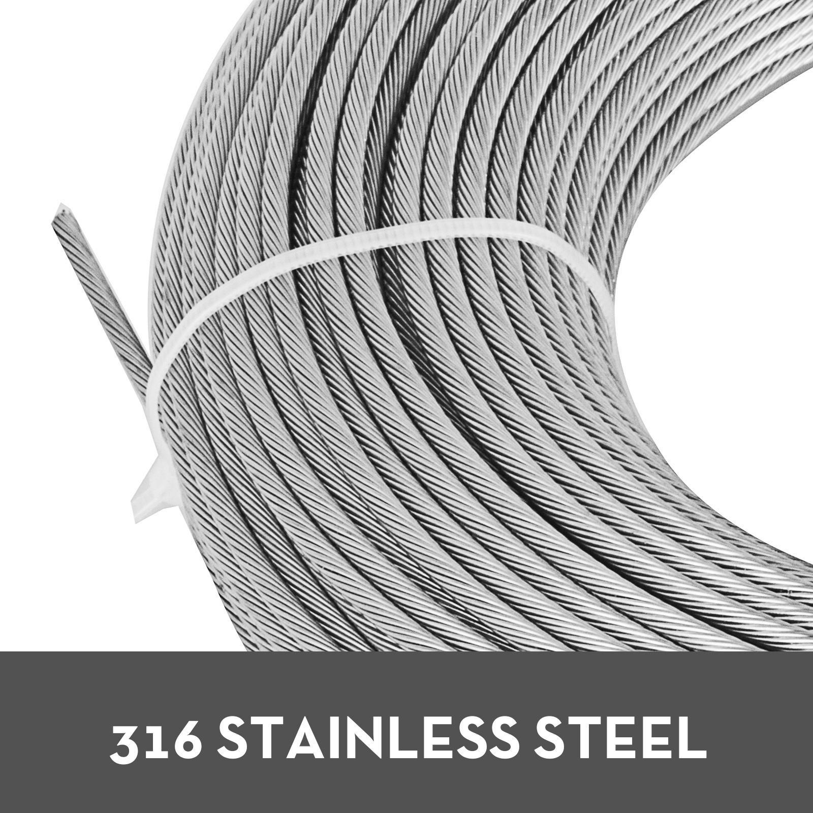 Stainless Steel Type 316 Wire Rope 7x7 100-1000FT Lifting Business Stainless