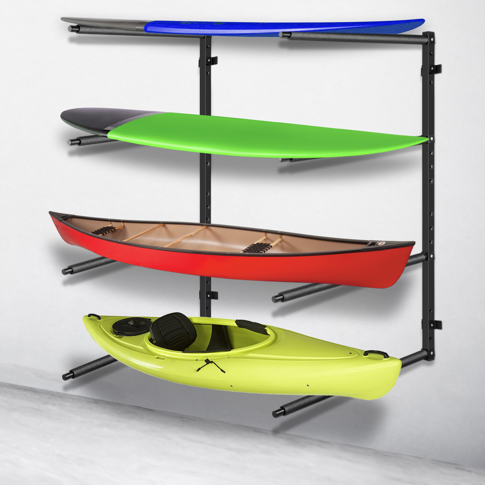 VEVOR Wall Mount Kayak Rack Surfboard Storage Canoe Folding Hanger 4 Tiers