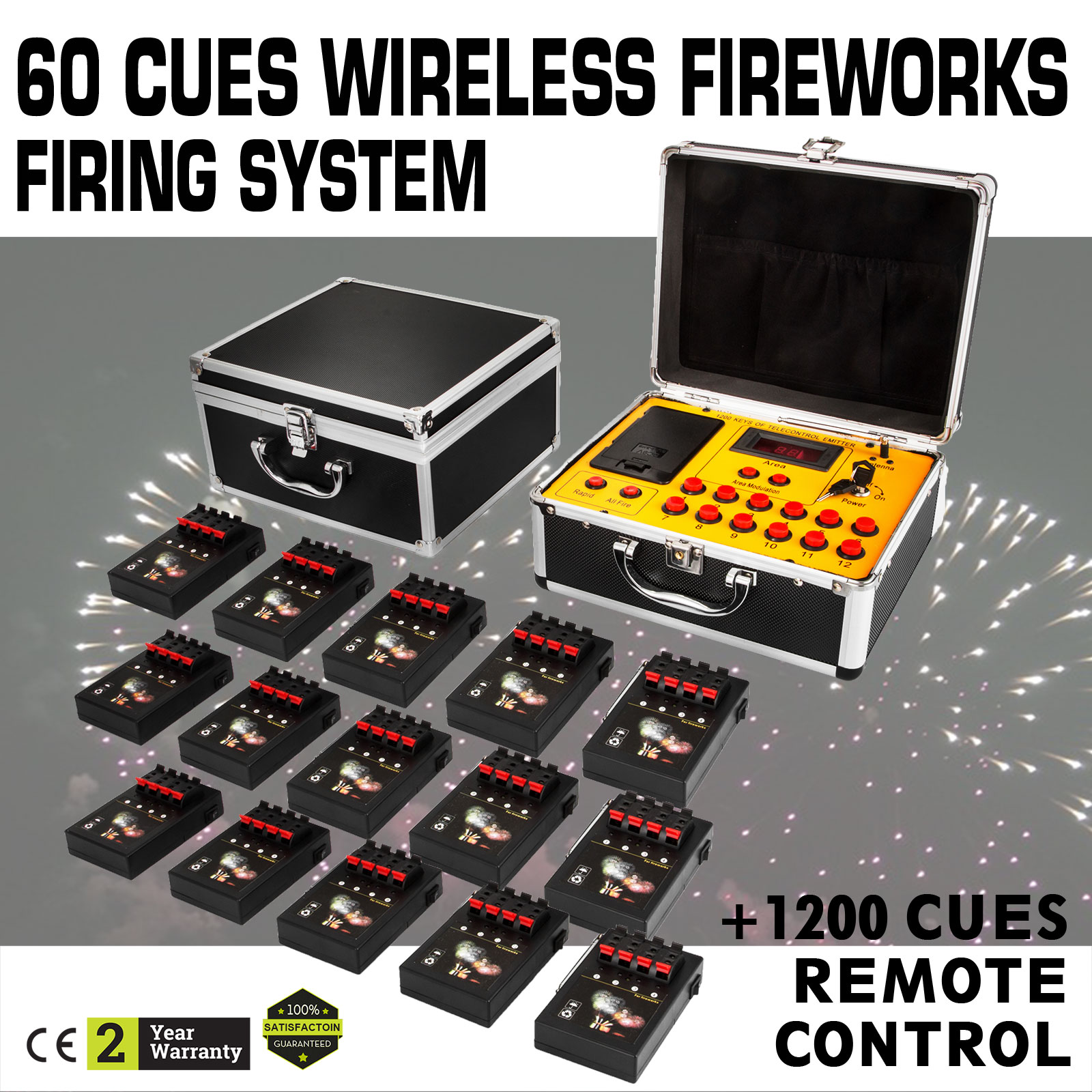 2020NEW+24 Cues FCC fireworks firing system+1200 Cues CE wireless remote Control 
