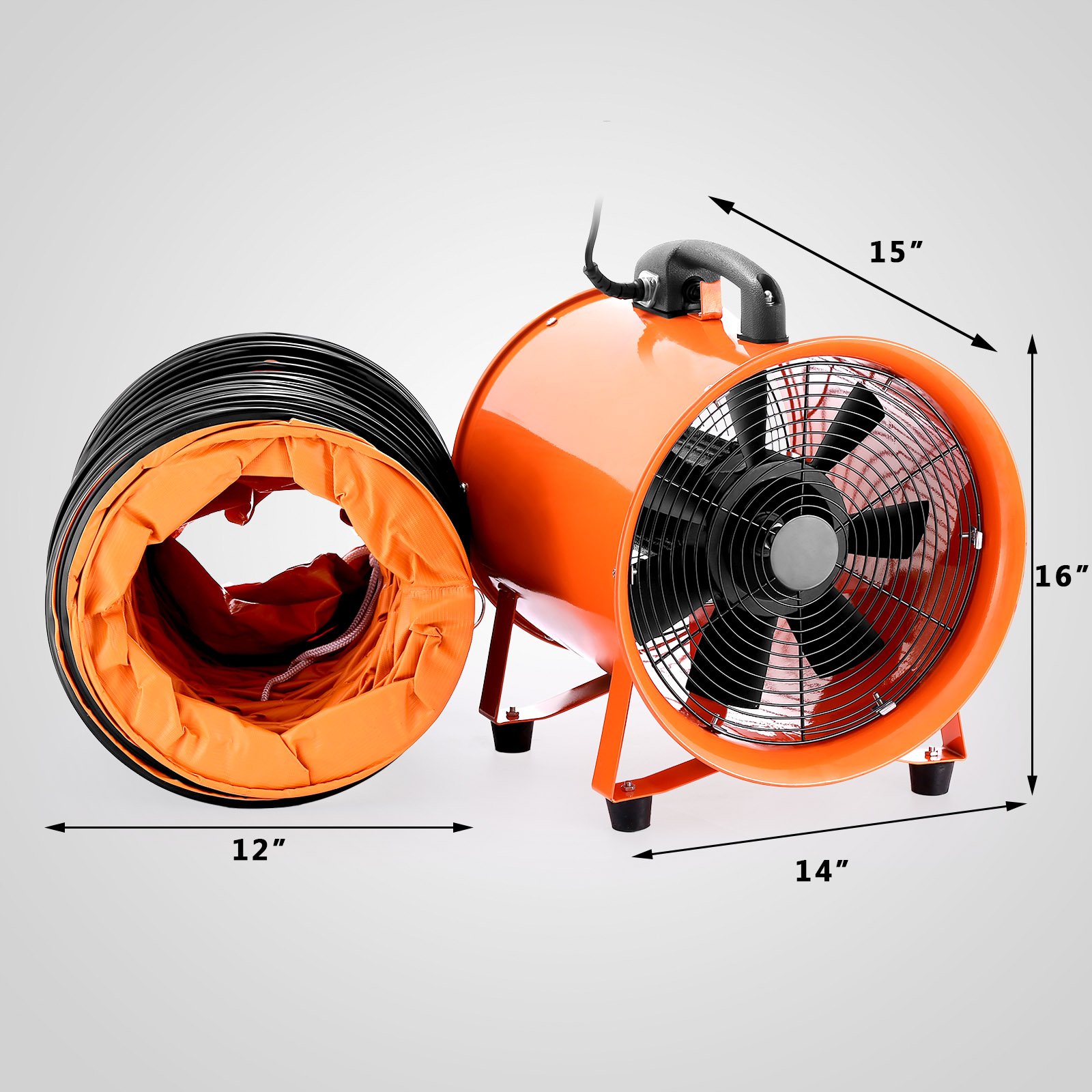 10" Industrial Ventilator Fan Blower 5m Duct Hose Utility Fume Heavy Duty 