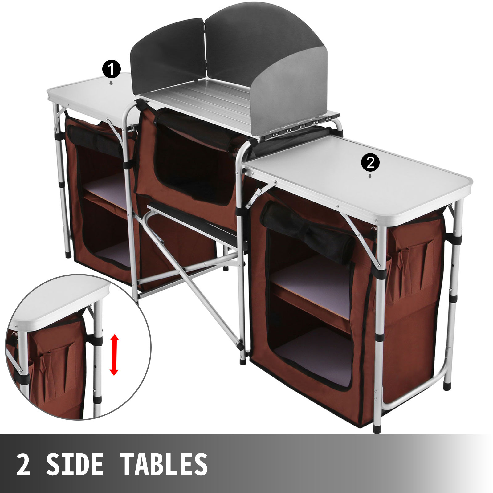 Camping Kitchen Stand Portable Cooking Cabinet Storage Unit Windshield Outdoor Ebay