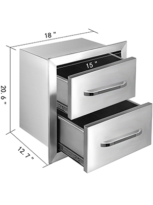 outdoor kitchen drawers,stainless steel,double drawers