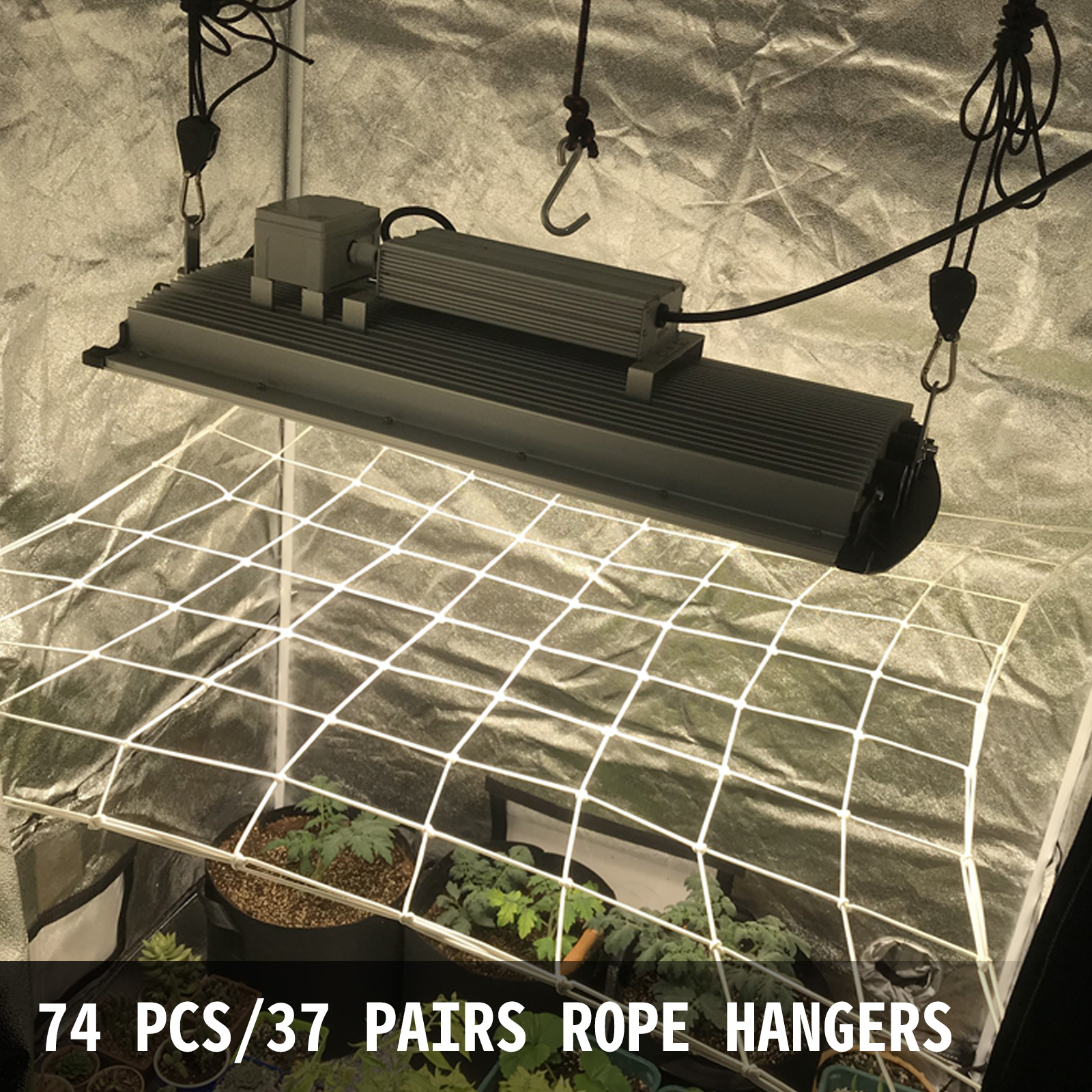 VEVOR 74PCS Grow Light Rope Hanger Ratchet Reflector Hangers 150lb 1/8" 