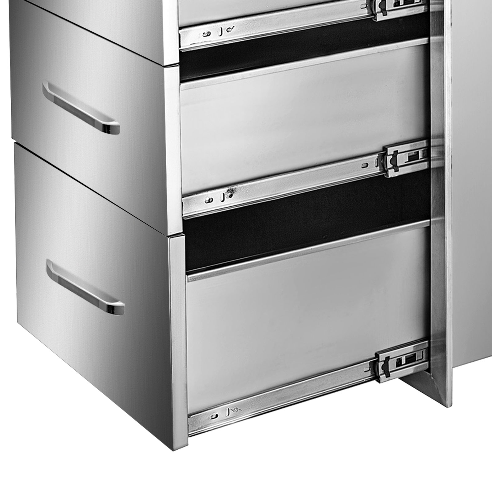 20.25"x14" BBQ Stainless Steel Triple Drawers Silver Outdoor Kitchen Stainless Steel Drawers For Outdoor Kitchens
