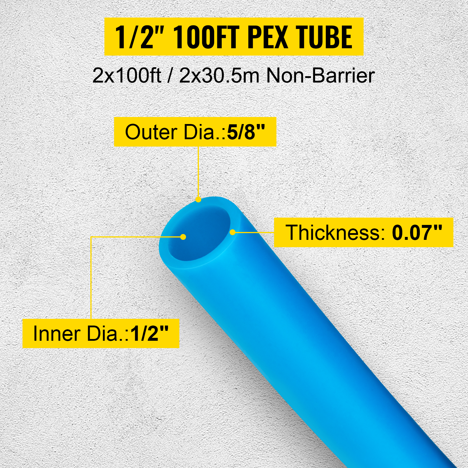 1//2 x 100ft 2Rolls Pex Tubing non-Barrier Radiant Water Plumbing Pipe Pex-B