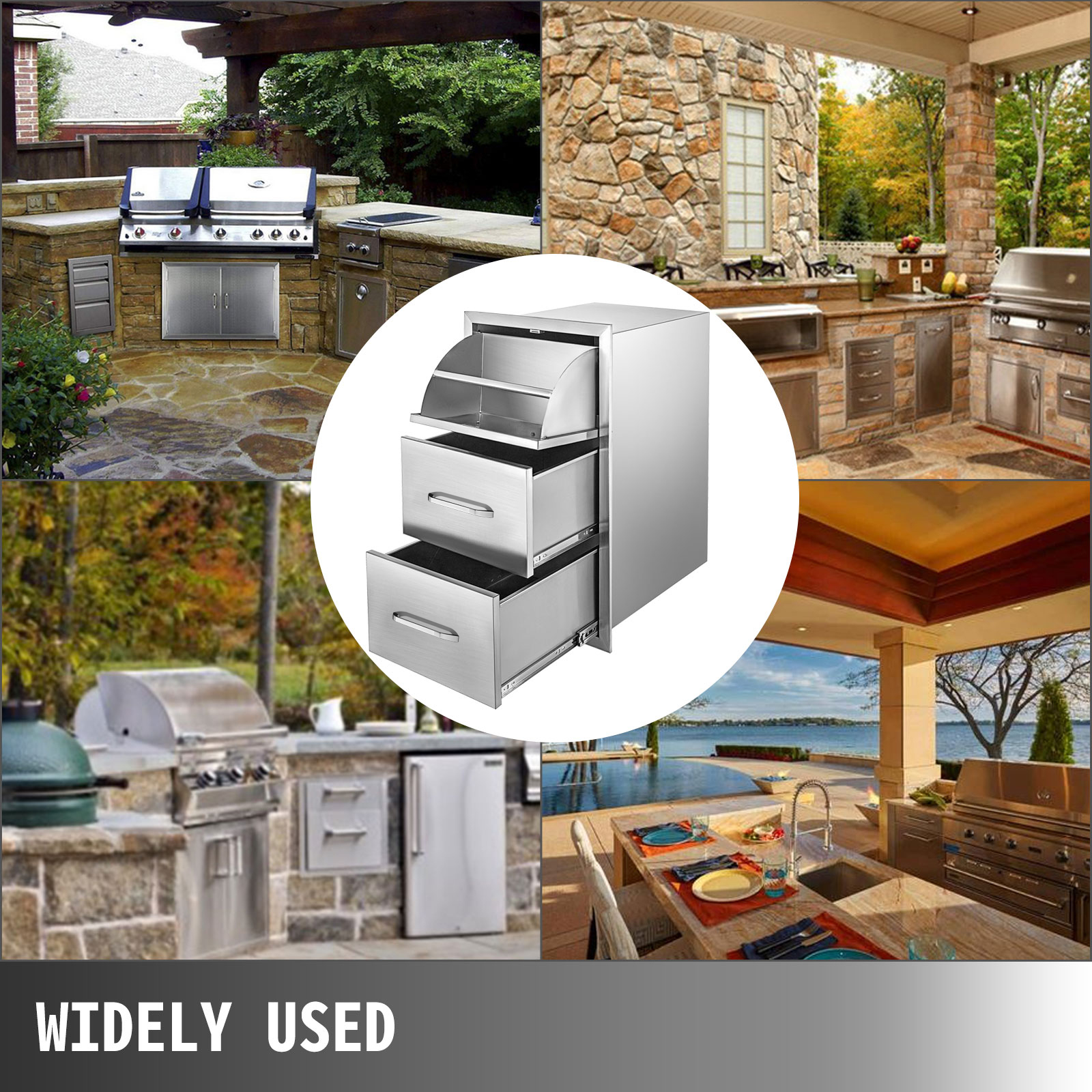 outdoor kitchen drawers,stainless steel,triple storage space