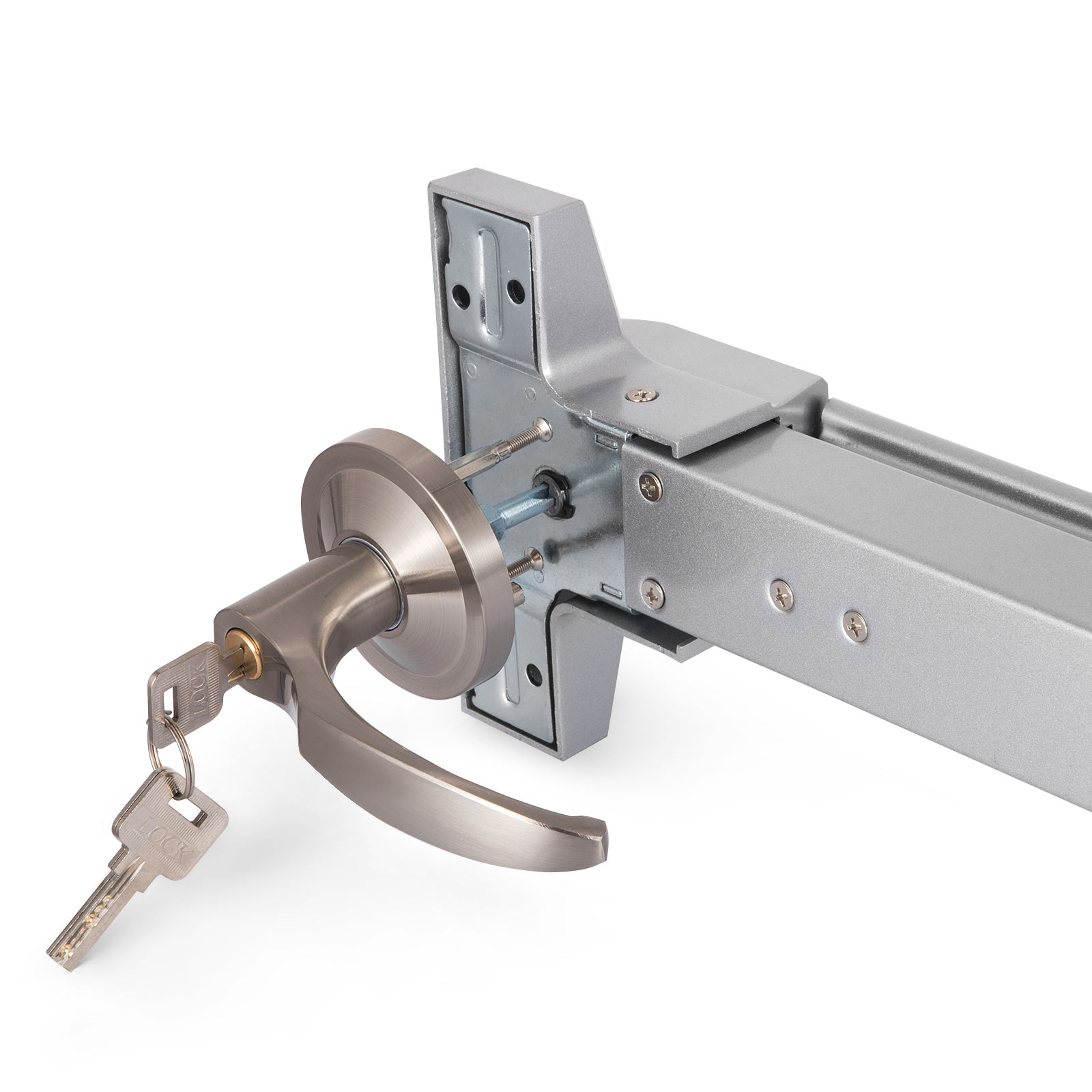 Door Push Bar Exit Lock W/ Lever Panic Exit Hardware Latch Stoving Varnish | eBay How To Lock Push Bar Door