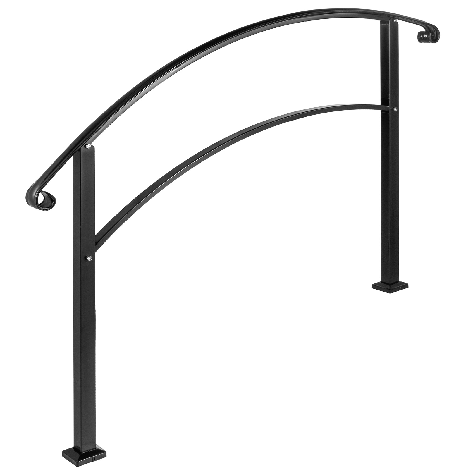 Wrought Iron Handrail Arch Fits 3/4/5Steps Outdoor Steps Matte White/Black 