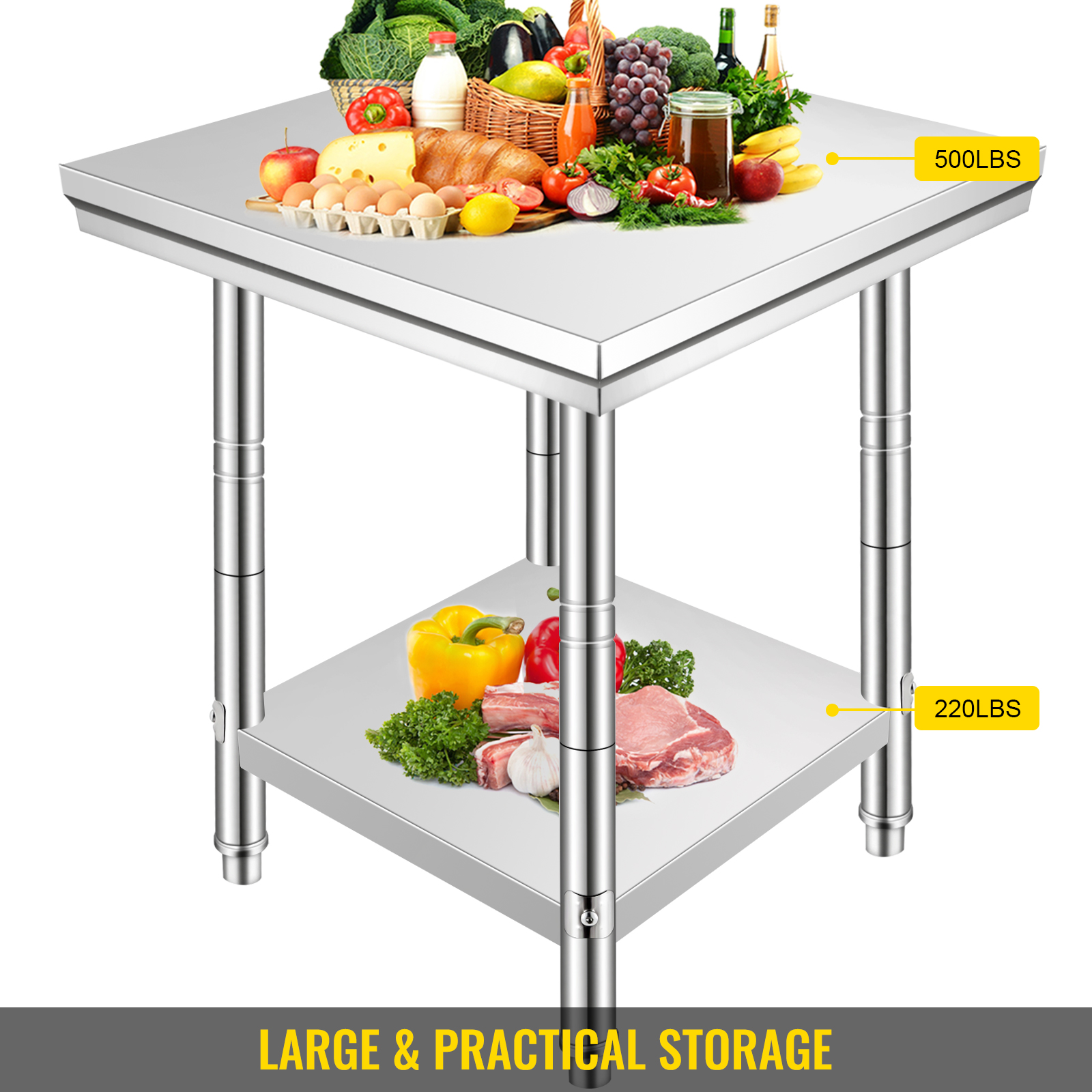 30X60cm Gastro Edelstahltisch Arbeitstisch mit Rädern Küchentisch Zerlegetisch