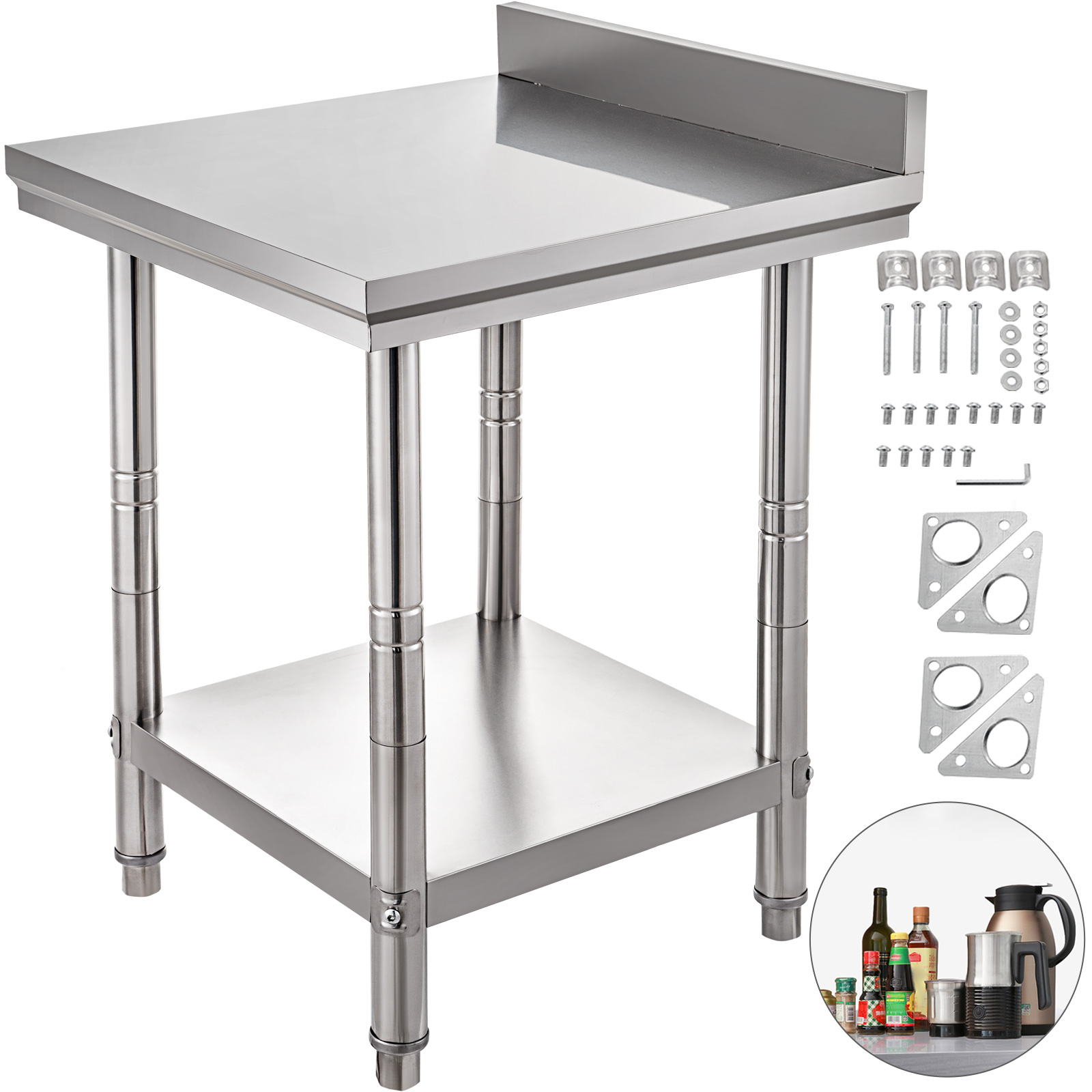 30X60cm Gastro Edelstahltisch Arbeitstisch mit Rädern Küchentisch Zerlegetisch