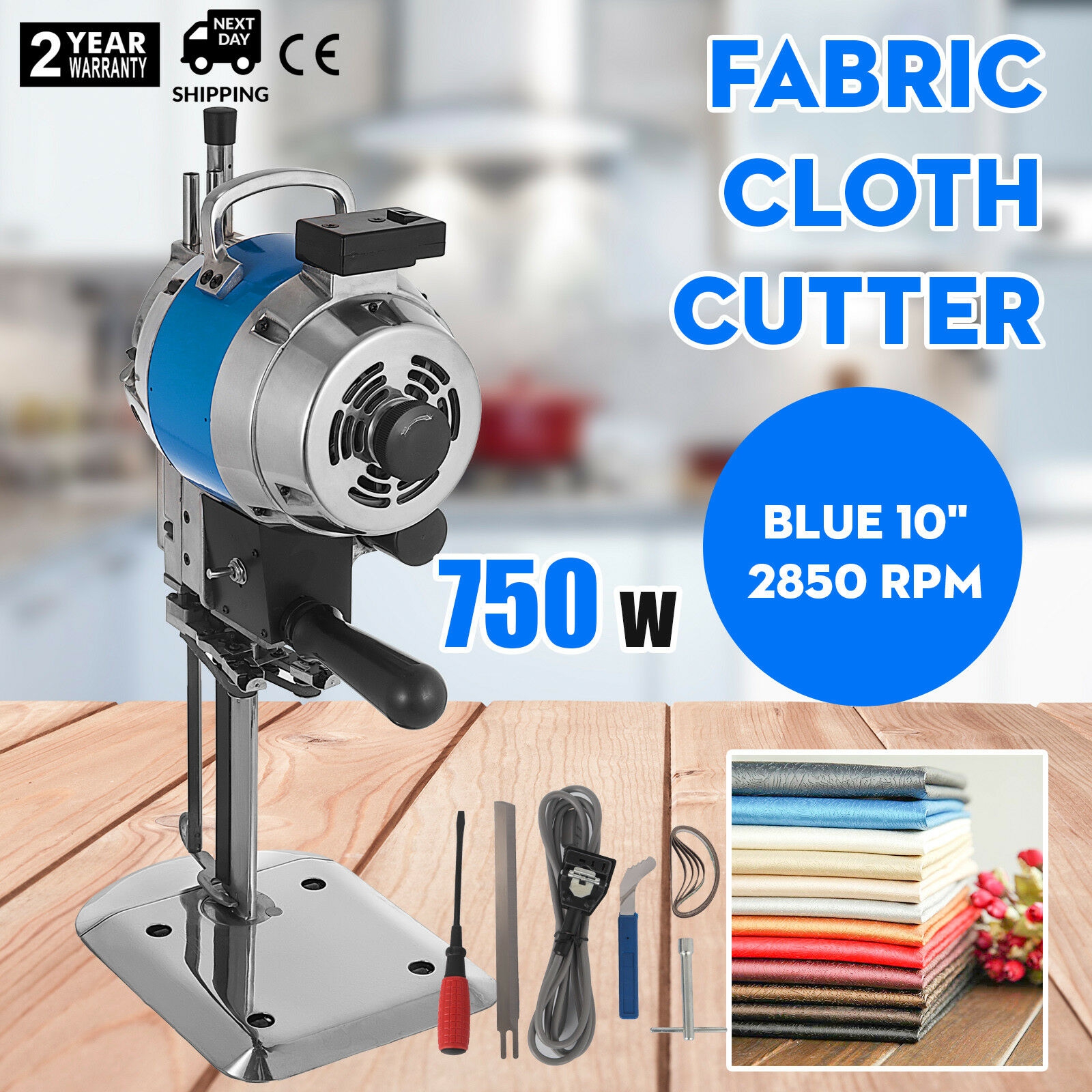 Fabric Cloth Cutter Blue 10/" Cutting Machine 750W Cutting Linen Wool Auto Grind