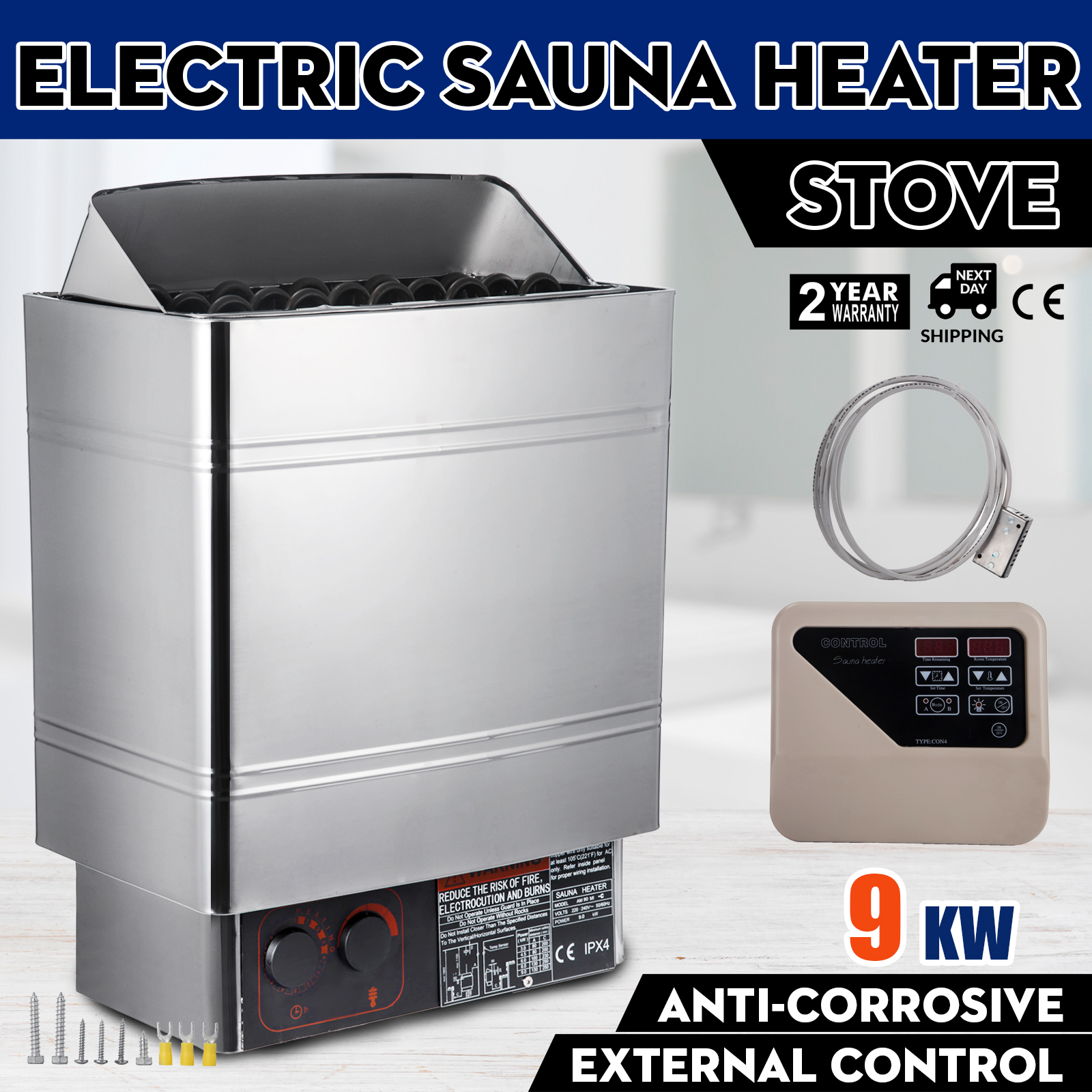 9KW Sauna Heater Stove Stainless Steel Wet&dry Digital Controller 220V ...