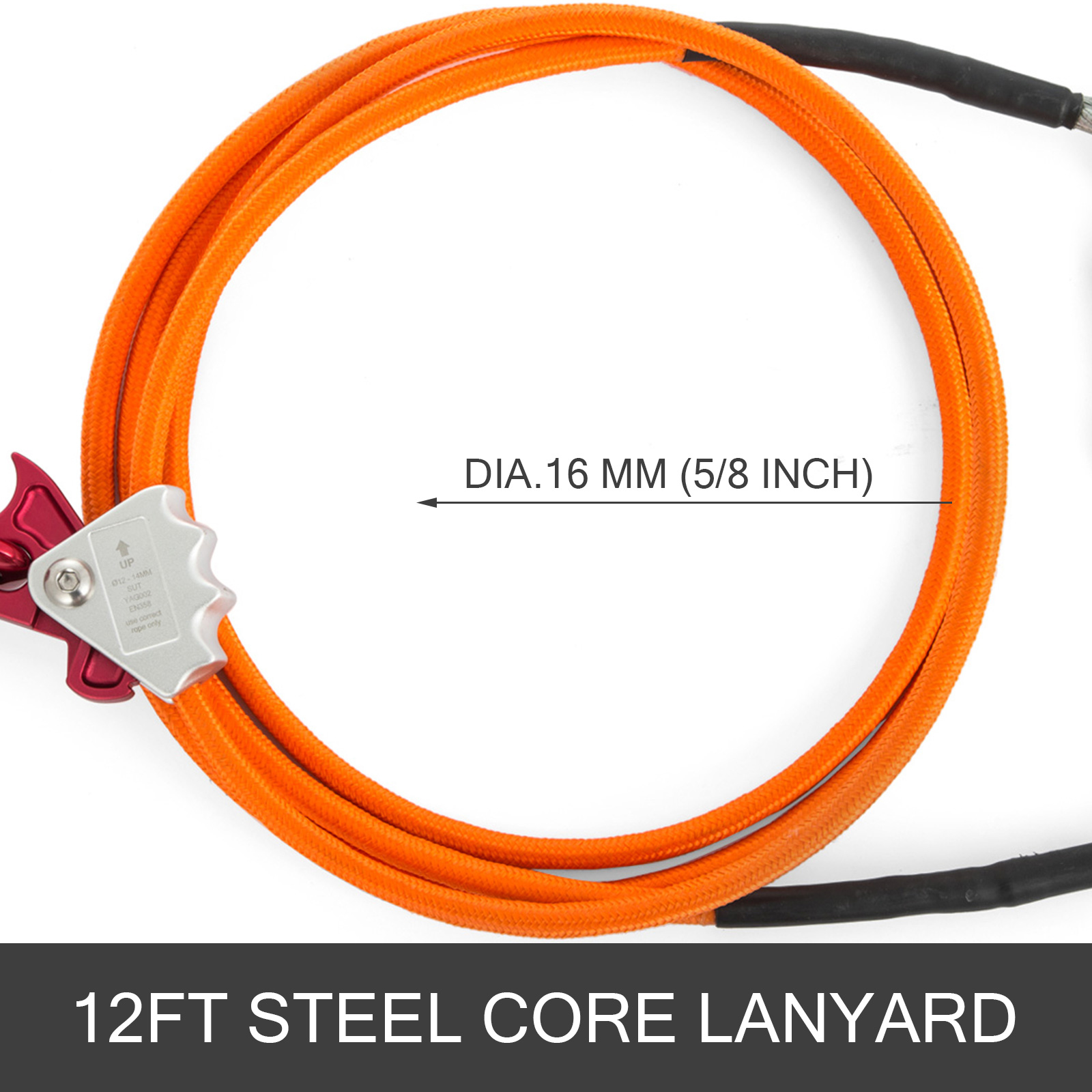 1//2/" X 8 Feet Steel Core Lanyard Kit Swivel Snap Flipline Orange 12MMx2.4M