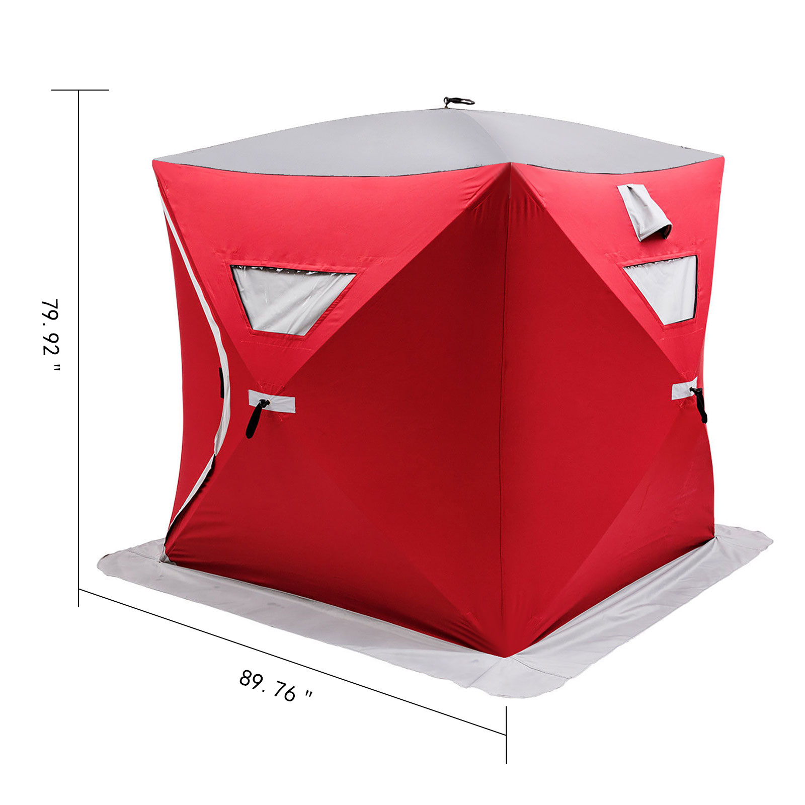 Zippered Door CASART 4-Person Ice Fishing Shelter- Outdoor Tent with Detachable Ventilation Windows Minus 30℉ Frost Resistance & Waterproof Portable Pop Up Ice Fishing House Carry Bag Blue 