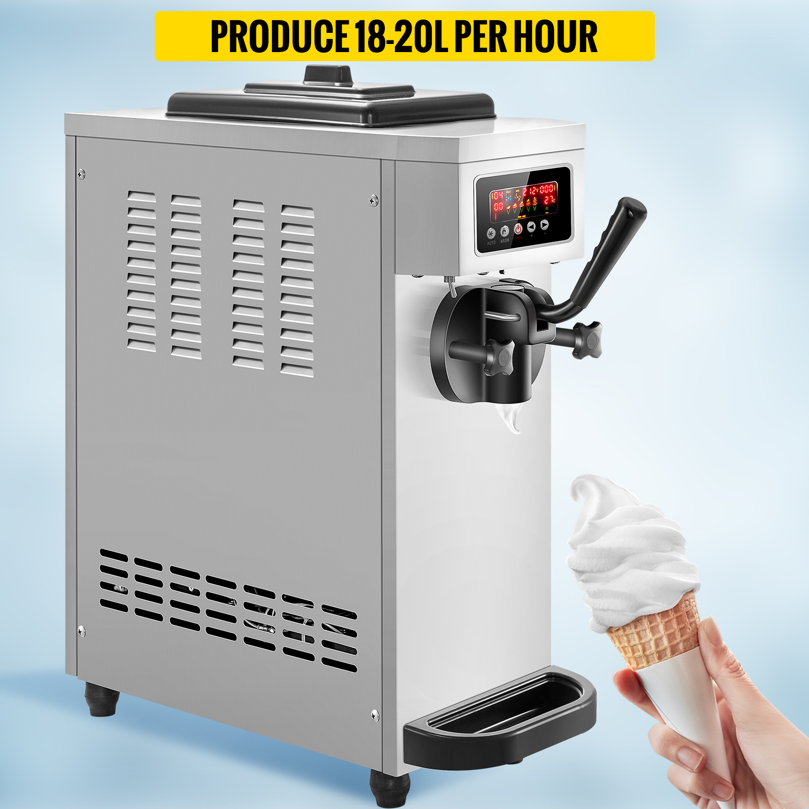 Vevor Commercial Soft Ice Cream Machine 1 Flavor Countertop Soft Yogur