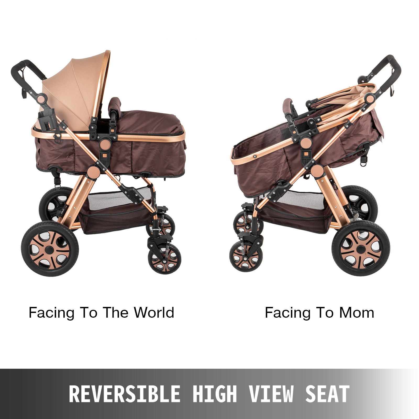 newborn stroller,golden, aluminium alloy