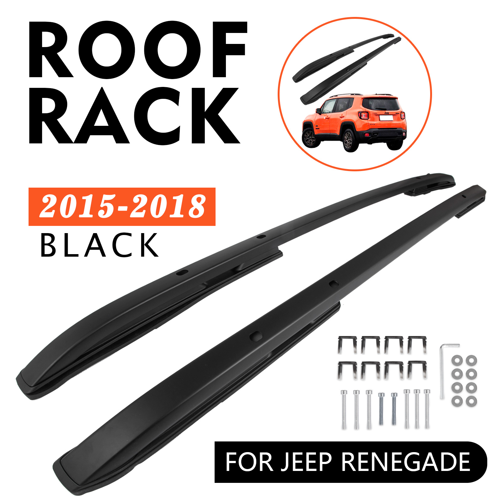 Aluminum Roof Rack Rail for JEEP Renegade 2015-2018 Durable Pair Guide Rail