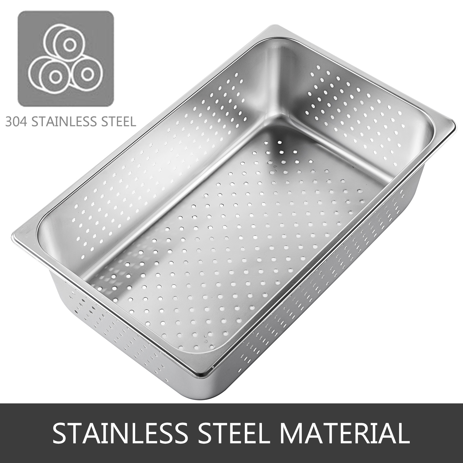 Full Size 4" Deep Stainless Steel Steam Prep Table Hotel Buffet Perforated Pan 