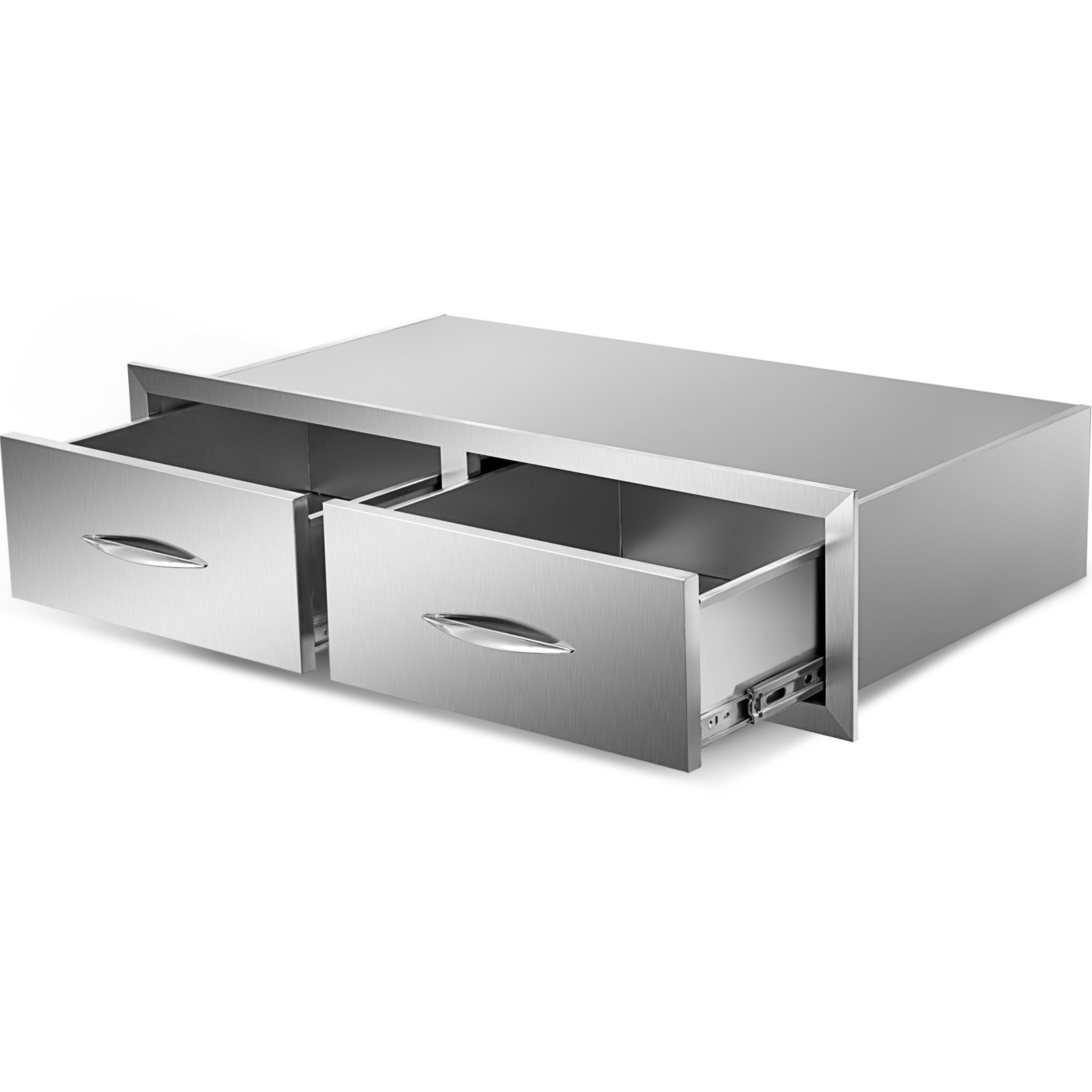 3 Tiers Nurxiovo 27x26x21 Inch Outdoor Kitchen Access BBQ Drawer with Handle Chrome. 