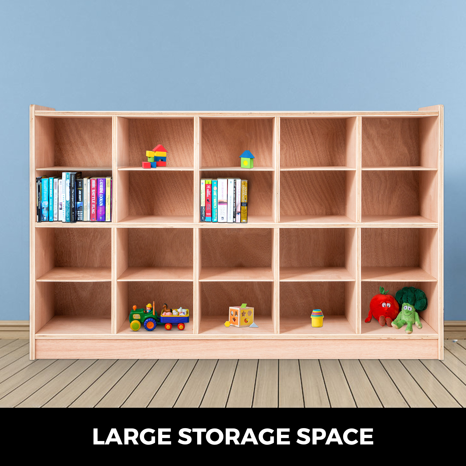 Classroom Storage Cabinet Wooden Cubby Storage 20 Grids Organizer W/ Casters 