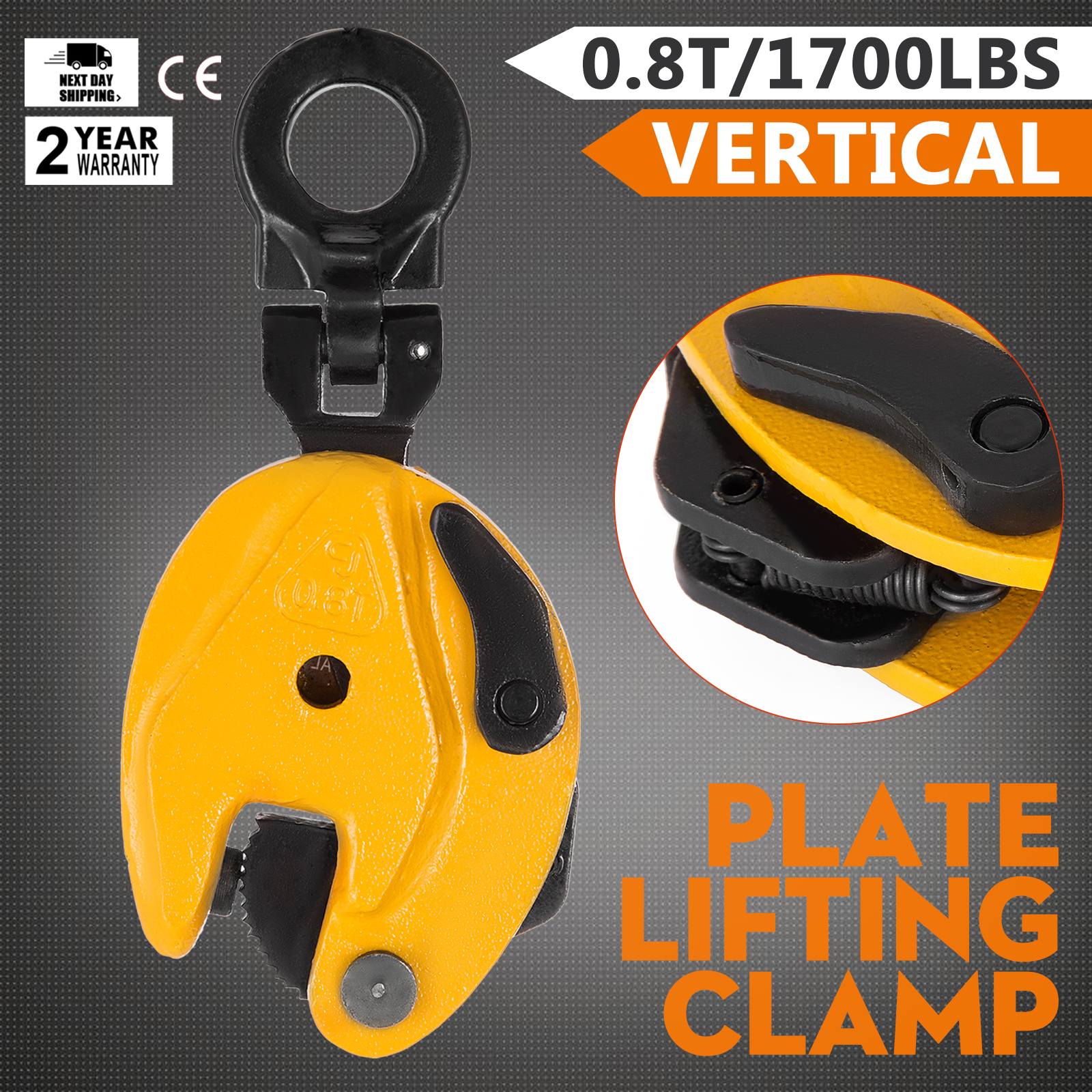 Industrail Vertical Plate Lifting Clamp Lift 0.8T/1T/2T 1760-4400lbs Capacity 