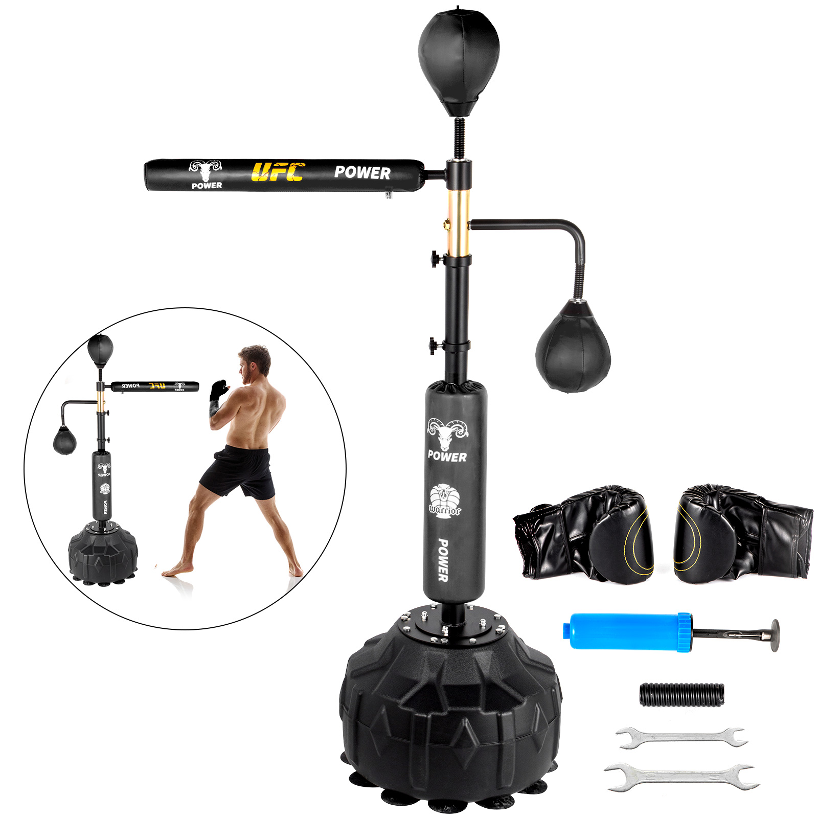 Boxing Spinning Bar Fitness Punching Ball Stand Adjustable Reflex Speed Training