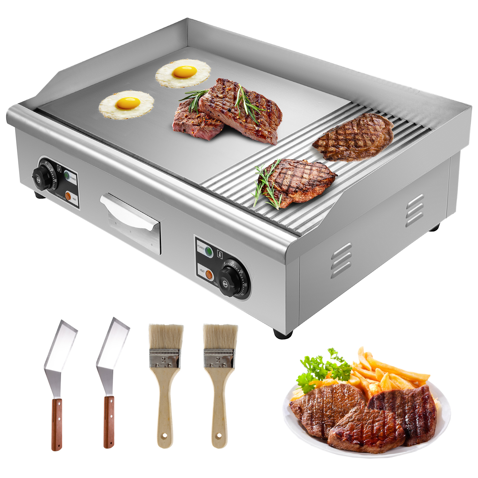 Electric Grill Grooved And Flat Top Grill Combo 30 Inch Commercial