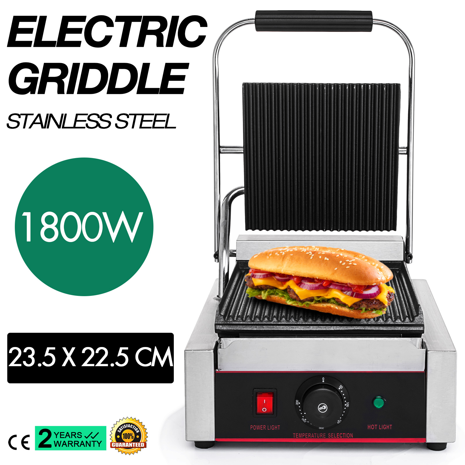 Commercial Electric Griddle Flat Contact Grill Outdoor Grooved Stainless Steel eBay