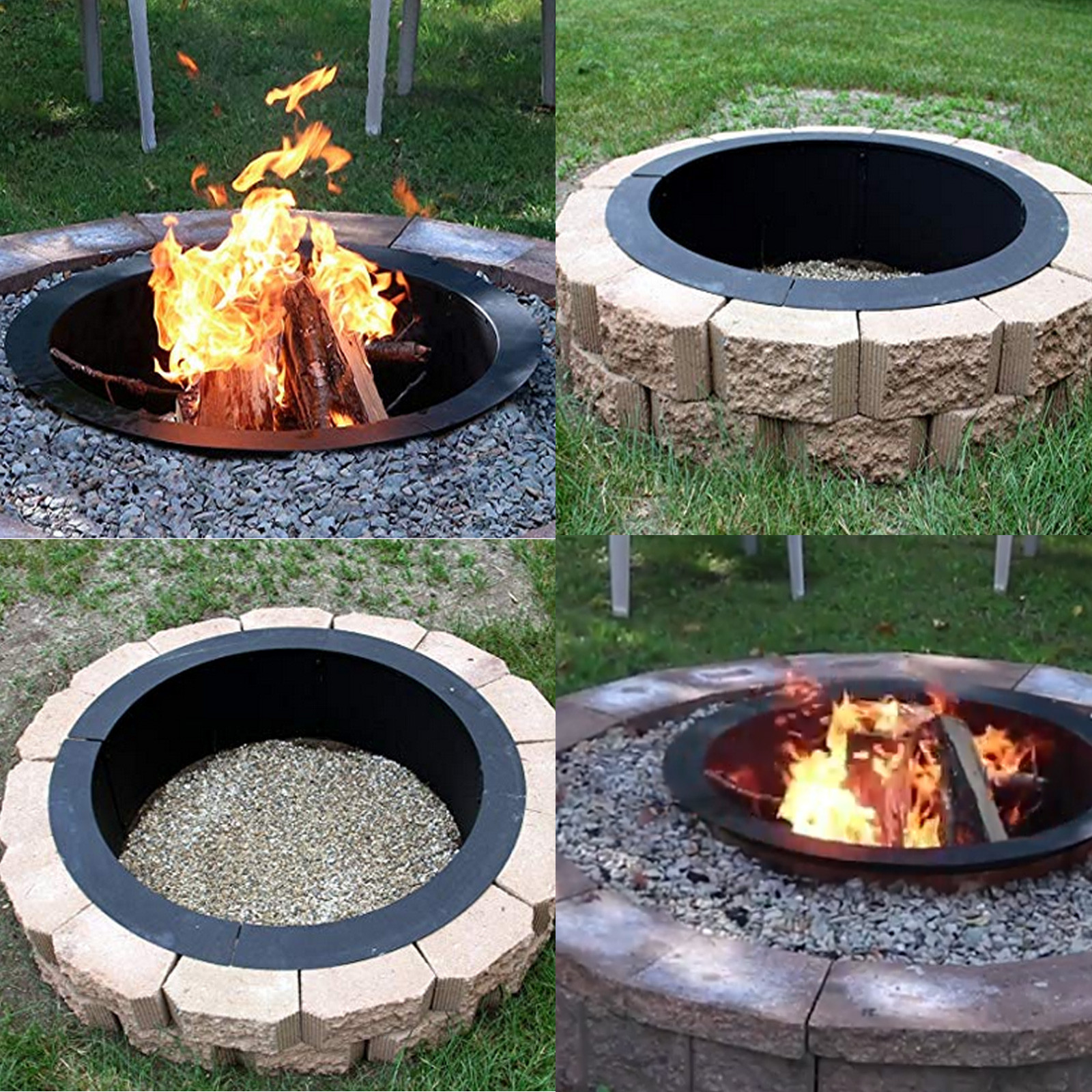 Outdoor Fire Pit Ring Kits Sunnydaze wood burning outdoor fire pit ring / liner