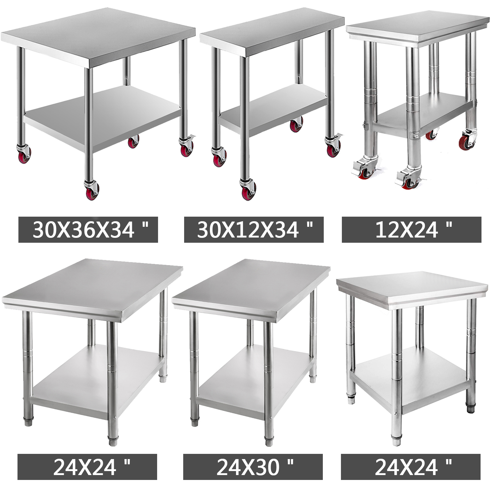 Work Prep Table,Stainless Steel,2 Layers