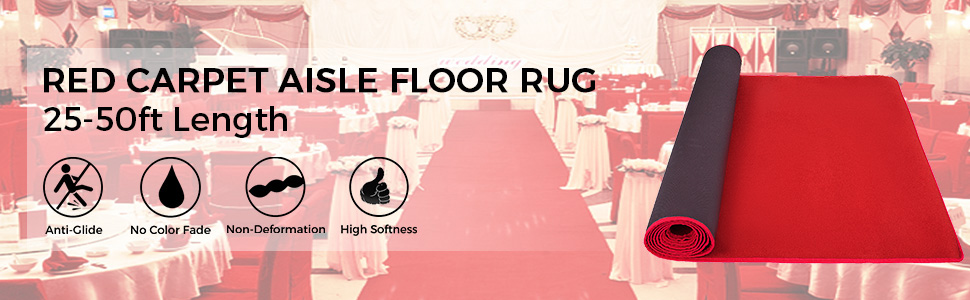45FT x 3FT Red Carpet Wedding Party Aisle Floor Runner Festival Decor Hollywood