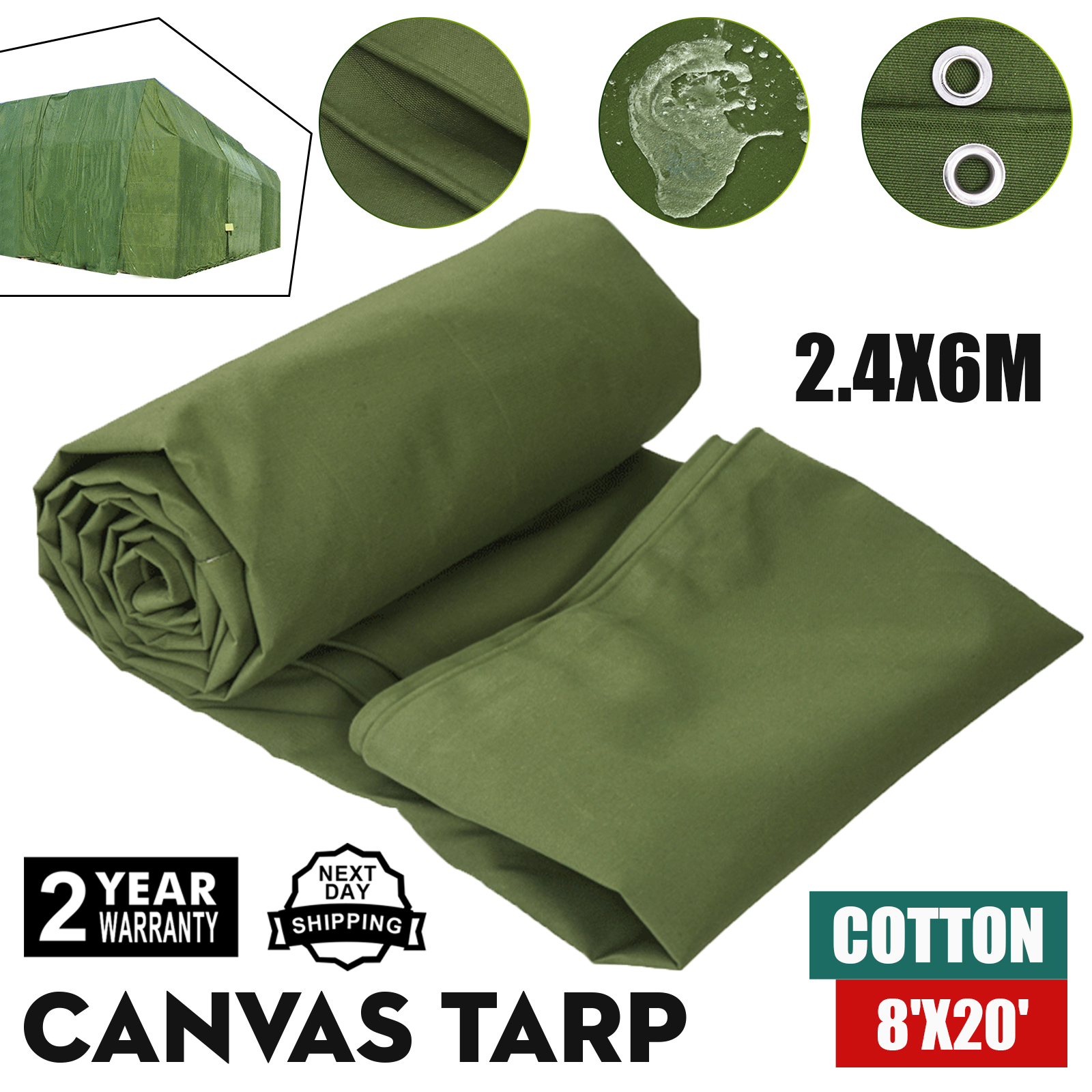 Multi-size Canvas Tarp Green Cotton Tarpaulin Supplies Lumber Construction 