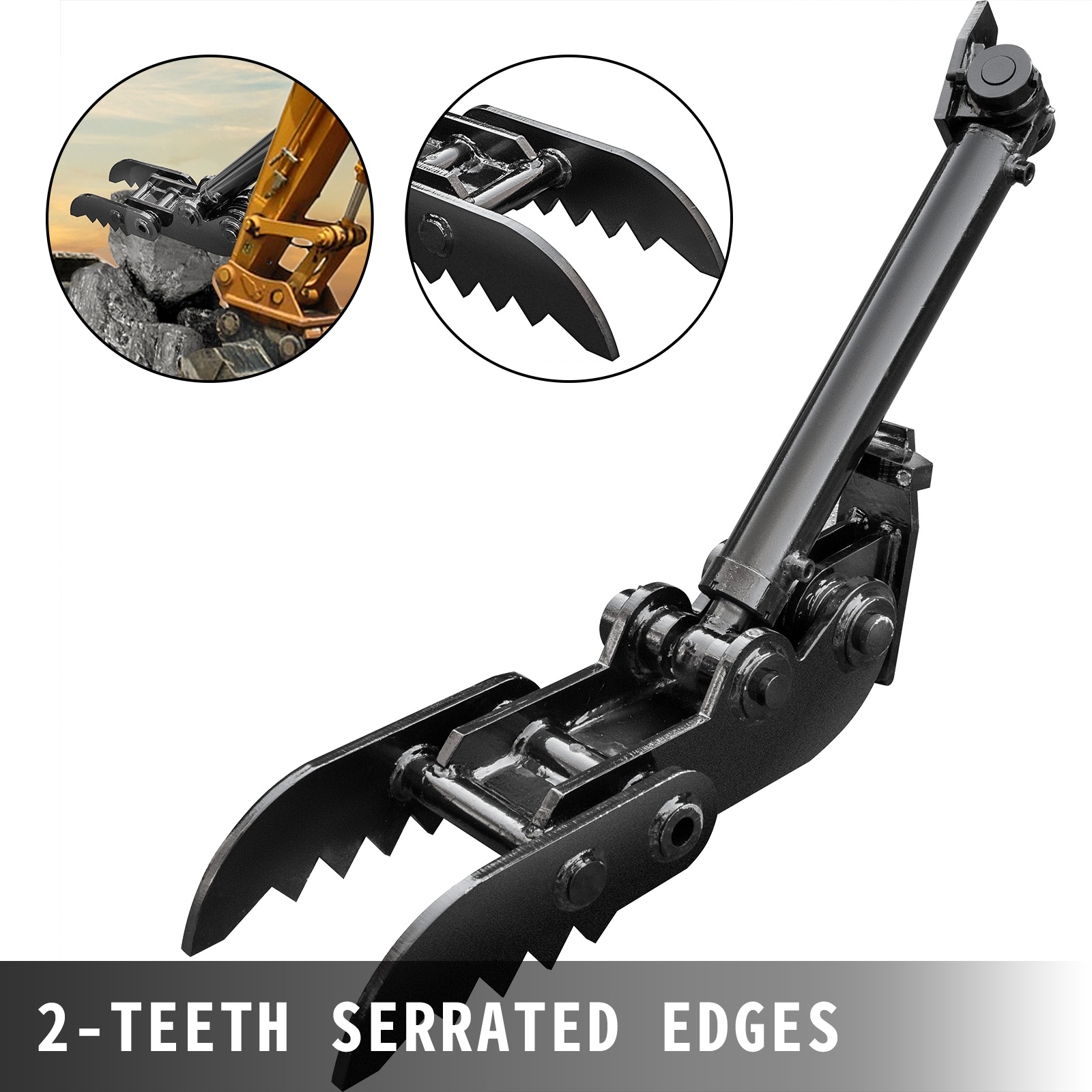 VEVOR Backhoe Thumb Heavy-Duty Excavator Thumb Attach 2-Teeth w/ Large Capacity