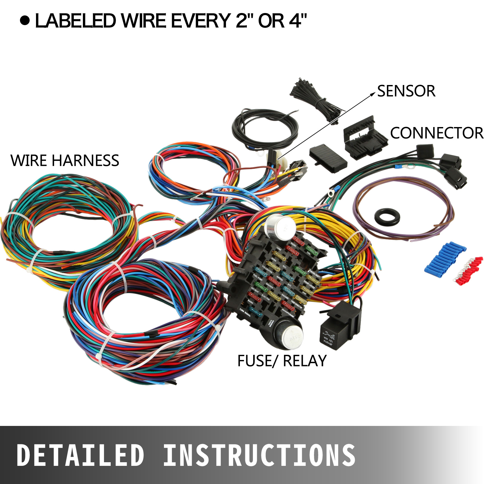 21 Circuit Wiring Harness Fit Chevy Universal Hotrods Install Wires | eBay