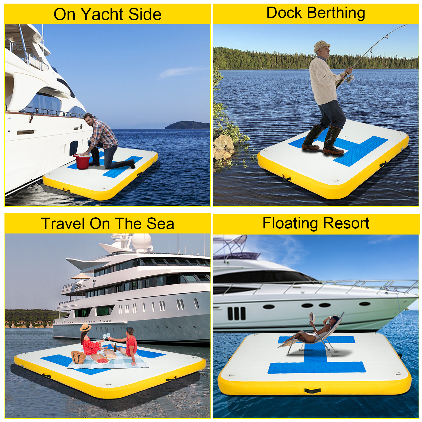 Inflatable Dock Platform, Floating Deck,  Electric Air Pump