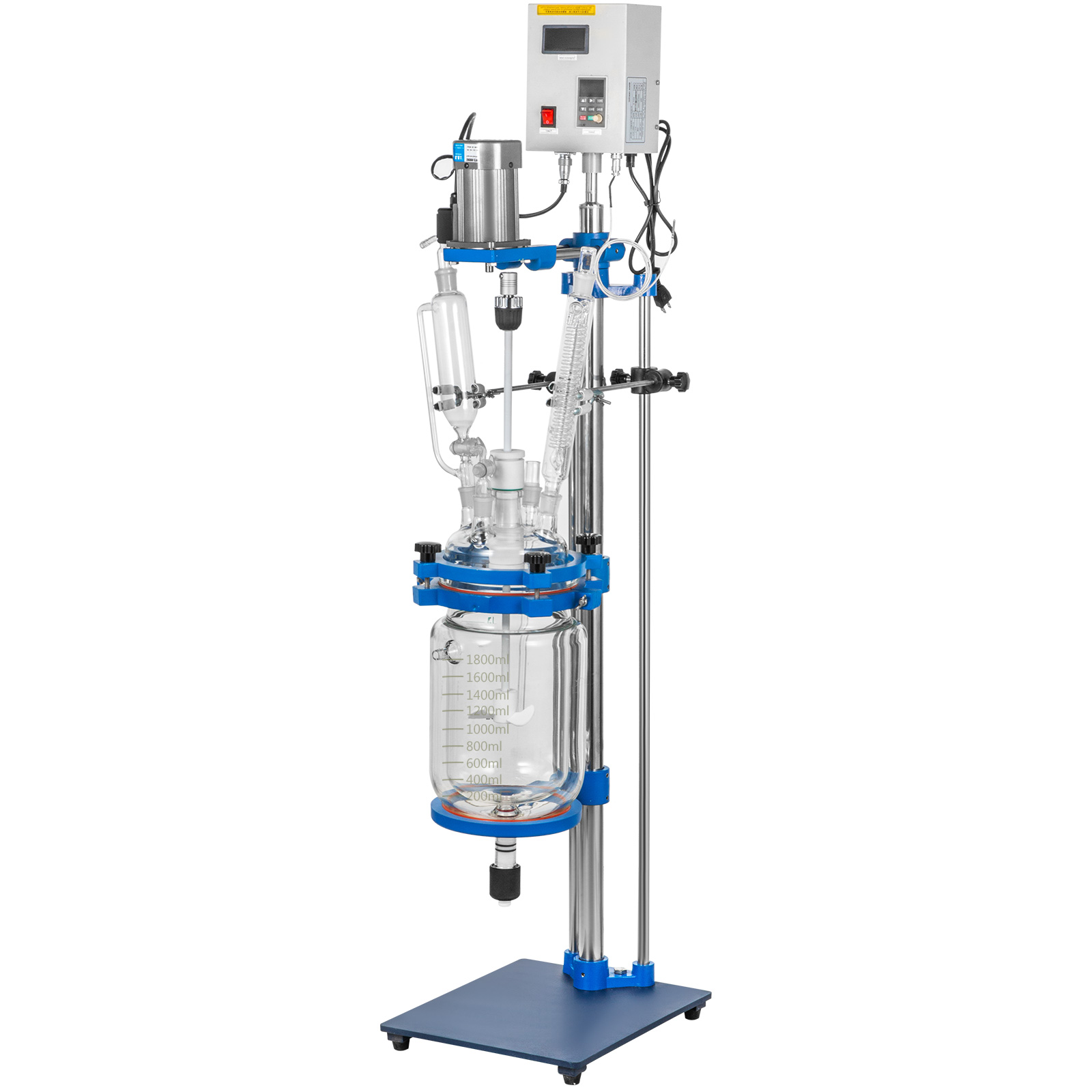 INTBUYING Jacketed Reactor 5L Laboratory Jacketed Glass Reactor Reaction Vessel Chemistry with Digital Display for Reaction Distillation 220V