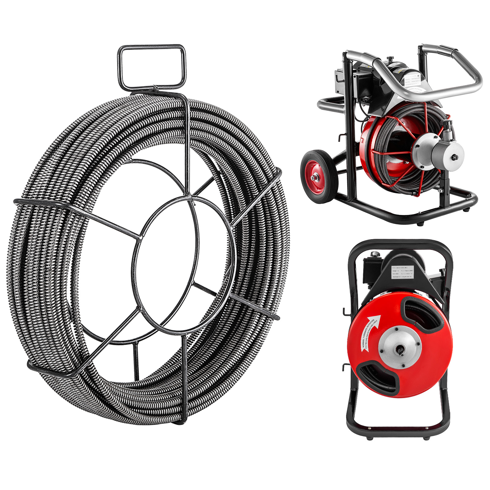 60/100ft 3/8-5/8" Drain Auger Cable Replacement Cleaner Snake Pipe Sewer Wire 
