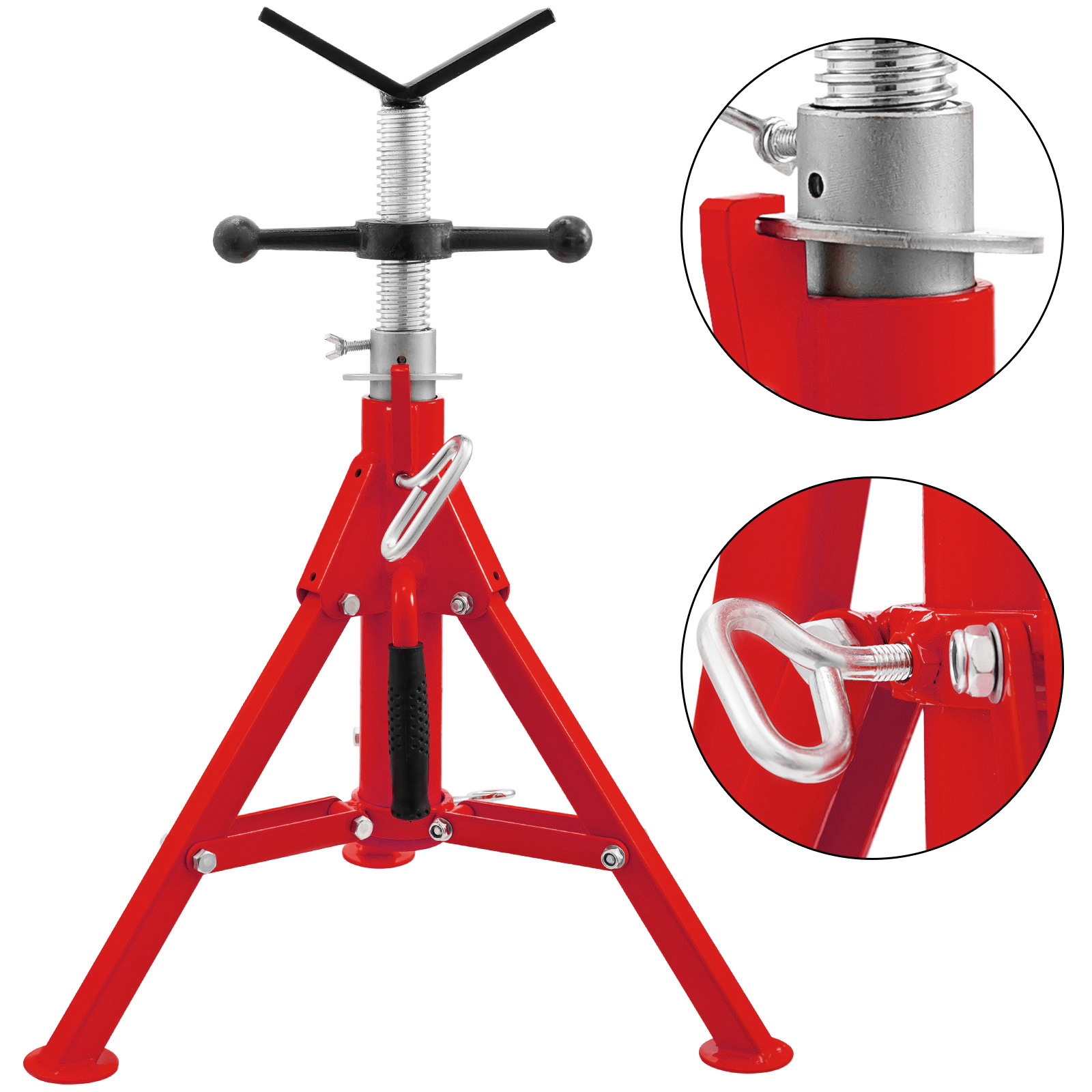 20"-37" Height 2500Lb Pipe Stand 4-Ball Transfer Head Foldable Tripod Jack 