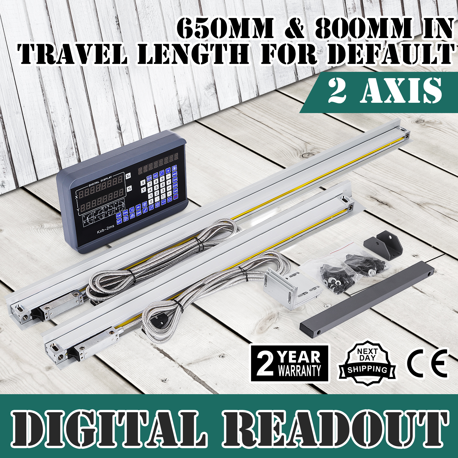 6" 20" 2 Axis Digital Readout TTL Linear Glass Scale Milling DRO Kit 150&500mm 
