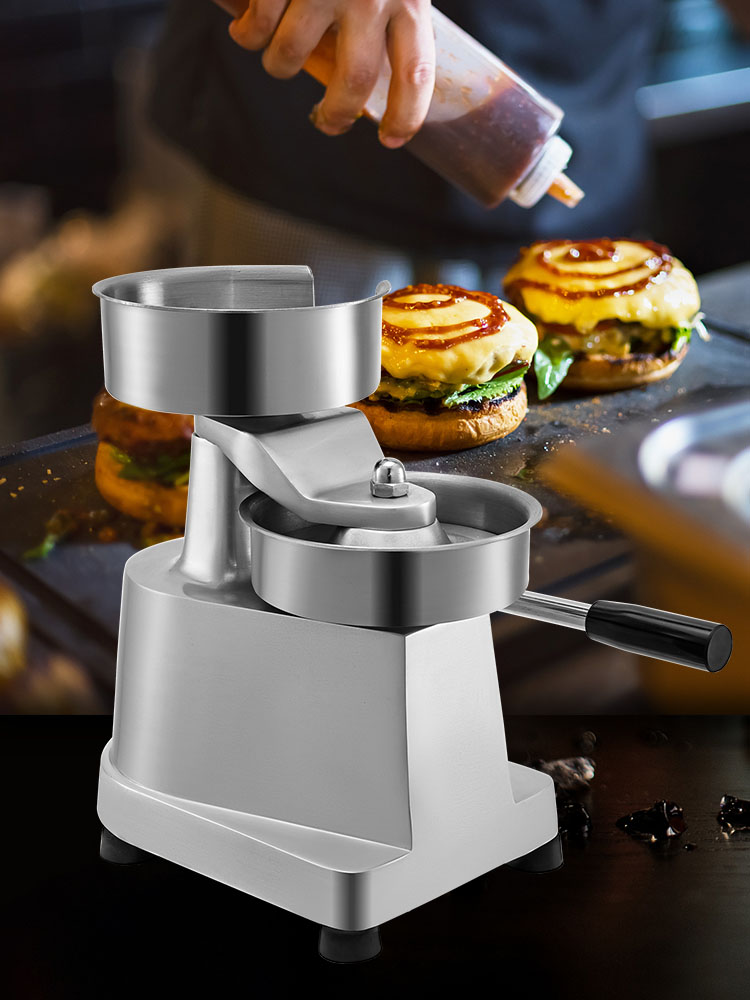 burger patty maker, stainless steel, 6-inch diameter