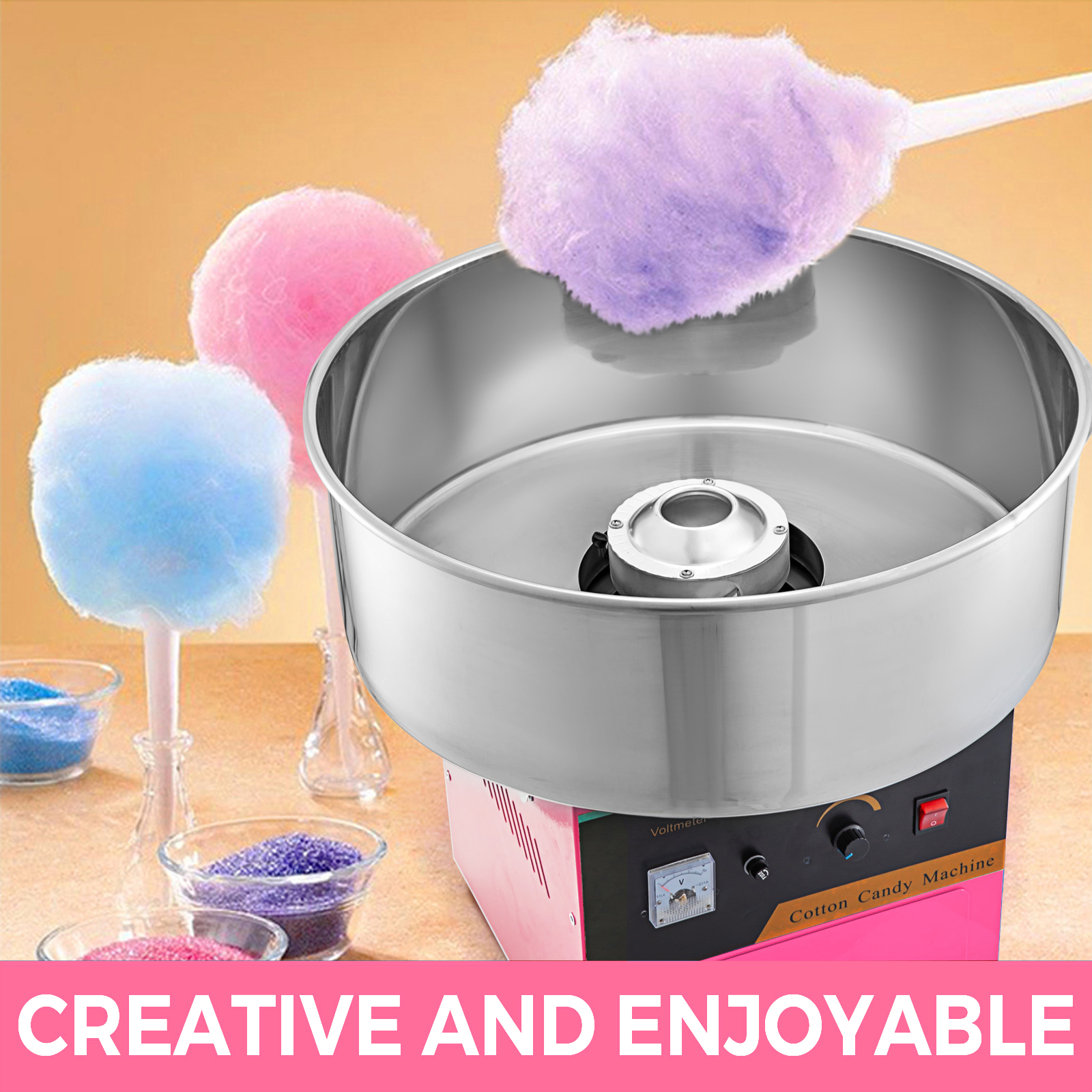 21" Cotton Candy Machine Electric Commercial Sugar Maker Party Carnival Pink 