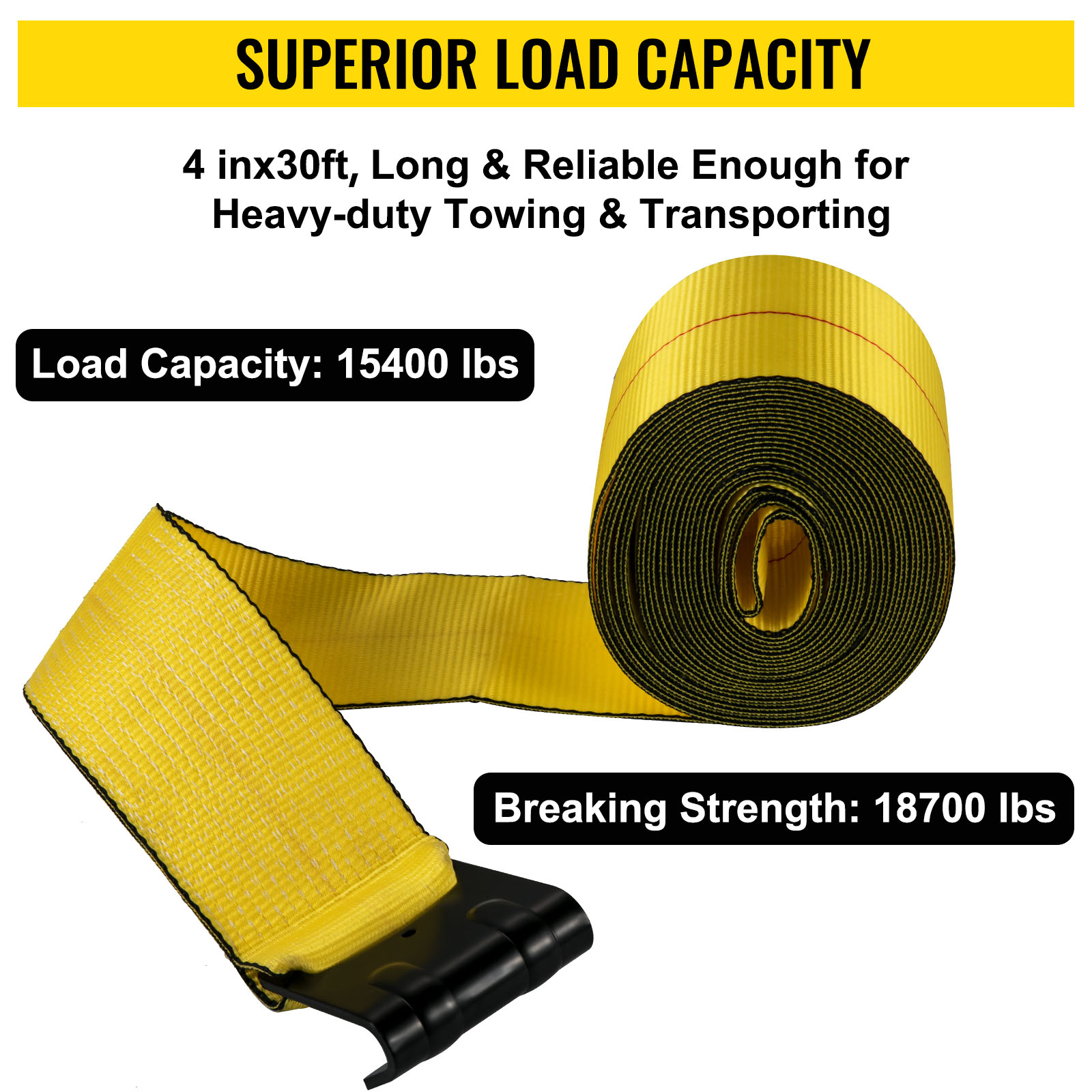 Truck Straps,4 in x 30 ft,Yellow