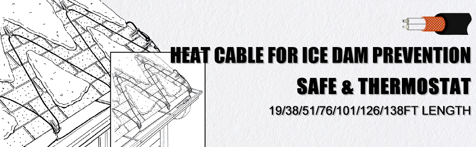 Roof Heat Cable Heat Tape for Roof and Gutters 76FT Ice ...
