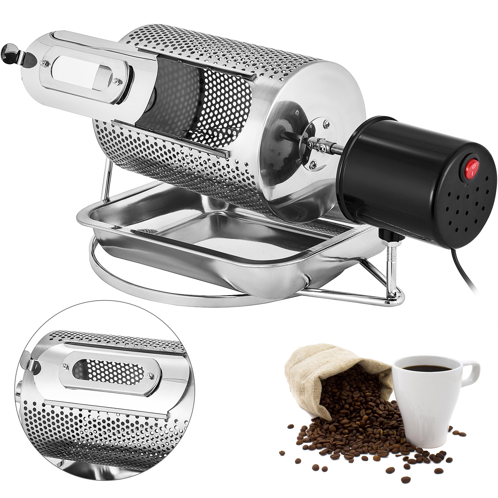 110V Stainless Steel Coffee Bean Roasting Machine Coffee Roaster Roller