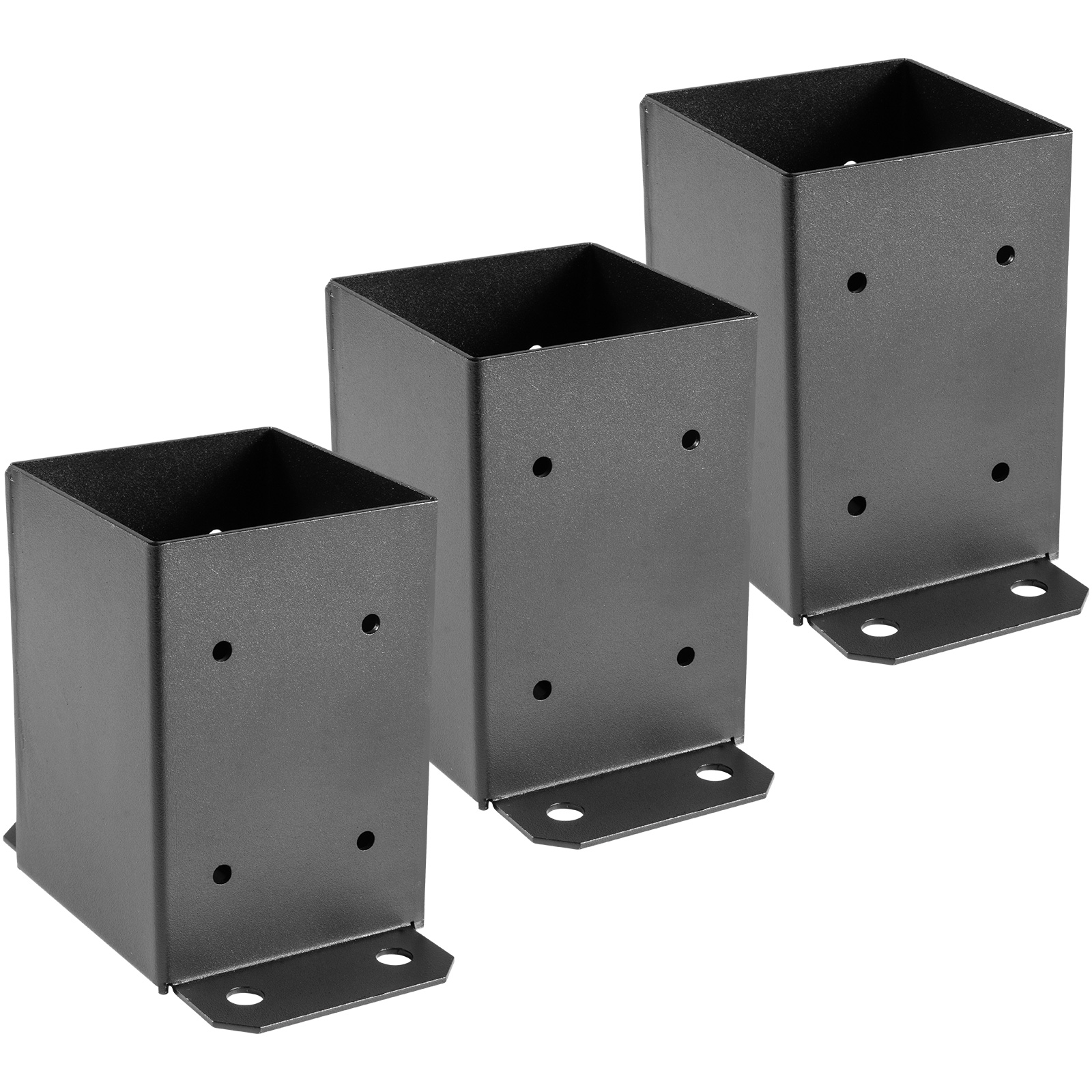 4 x 4 in Fence Post Base 12-Gauge Steel Black Powder Coated Concrete Mounting 