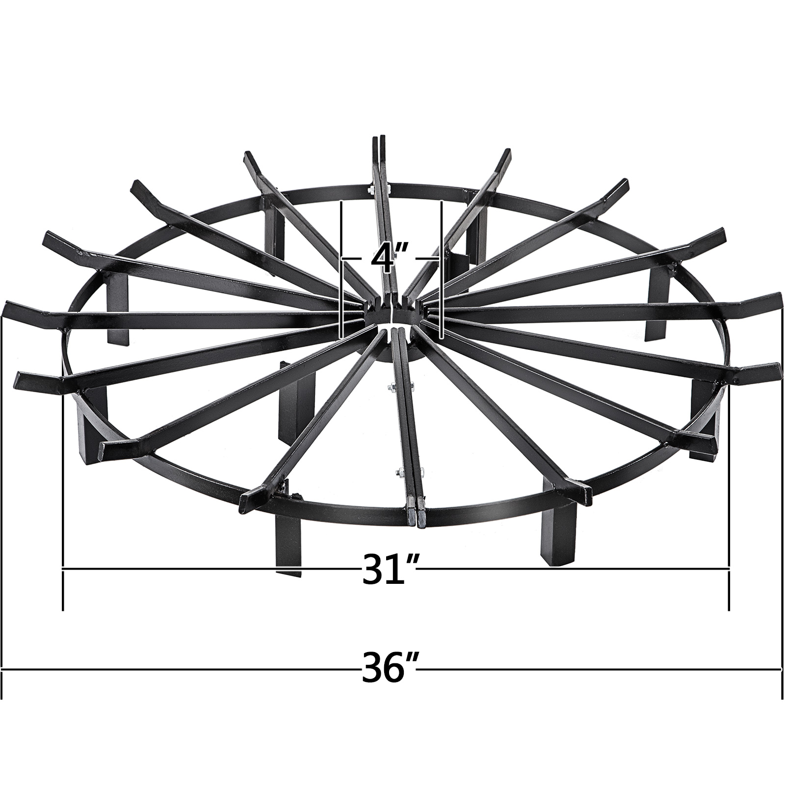 Wheel Fire Grate Fire Pit Log Grate 40-Inch Fire Pit Grate Round Fire Pit Wheels 