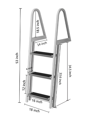 dock ladder,3 steps,aluminum