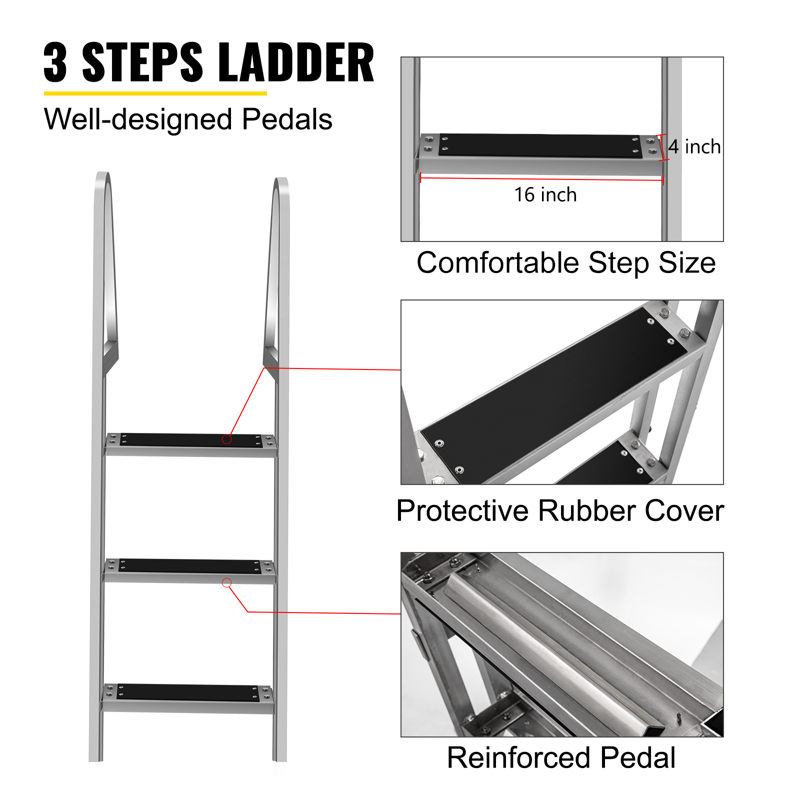 dock ladder,3 steps,aluminum