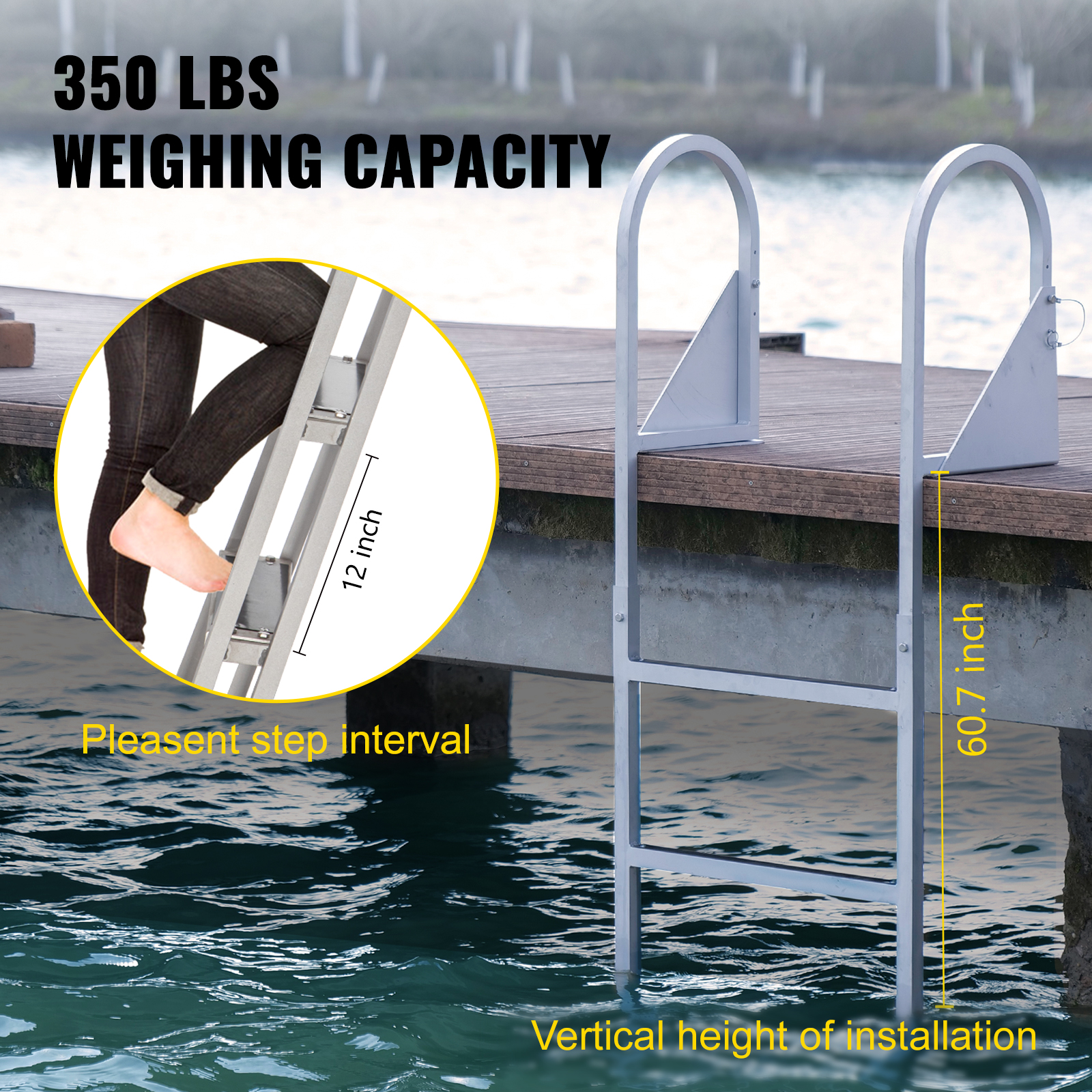 Anchoring Docking Automotive Vevor Aluminum Dock Ladder Boat Ladder 5 Step Flip It Dock Swim Pontoon Ladder